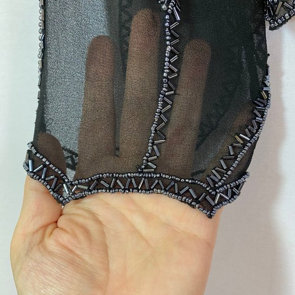 JMD Sheer Beaded Cardigan Evening Cocktail Wedding Holiday - Picture 6 of 9